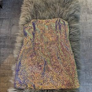 Nasty Gal Iridescant Purple Sequin Mini Dress